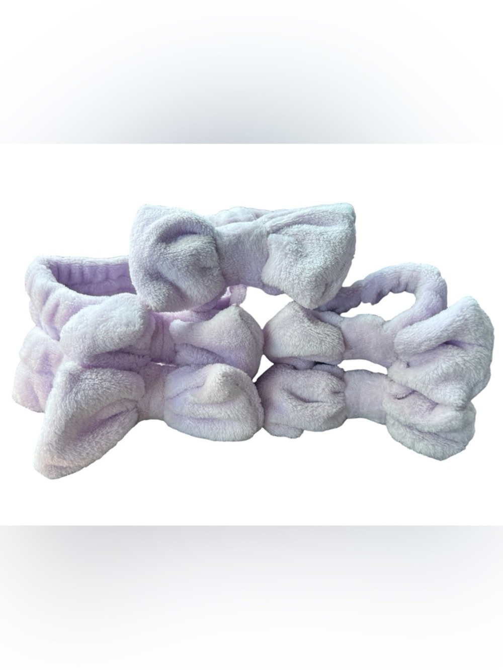 Soft Plush Bow Headband SET OF 3 - Lavender